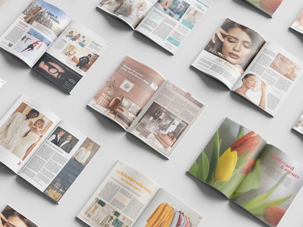 Verschiedene Inhaltsseiten des Top Magazins